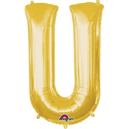ANAGRAM 33 in. Letter U Gold Supershape Foil Balloon 78431
